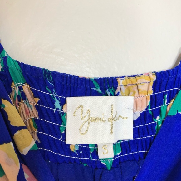 Yumi Kim Silk Blue Floral Print Tiered Maxi Dress - Picture 11 of 14